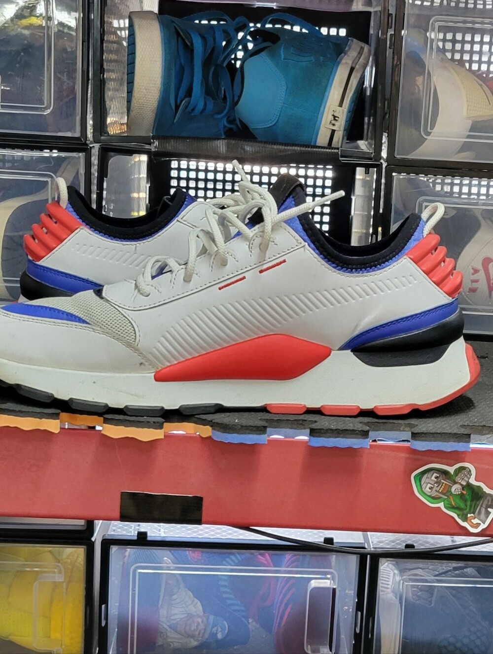 Puma Men's White Sneakers with Coral & Blue Accents